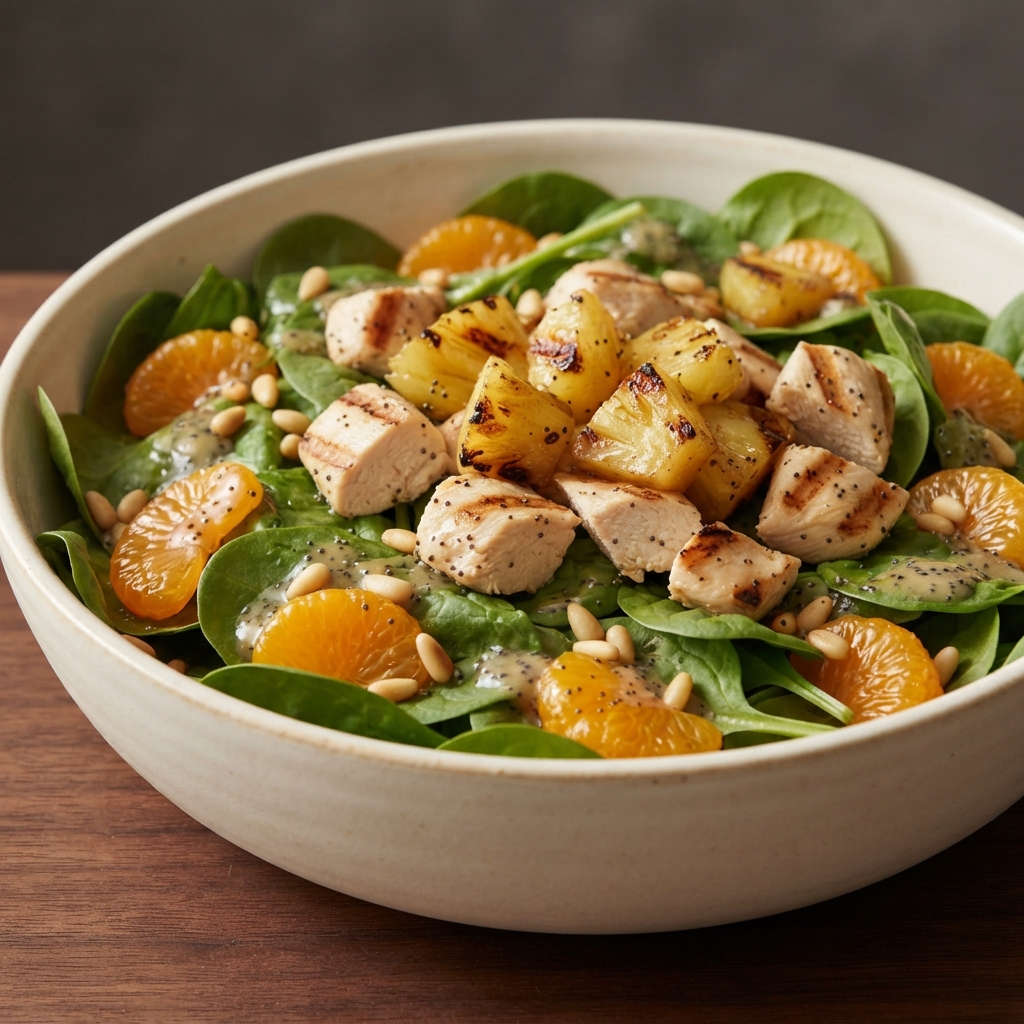 Pineapple and Grilled Chicken Spinach Salad