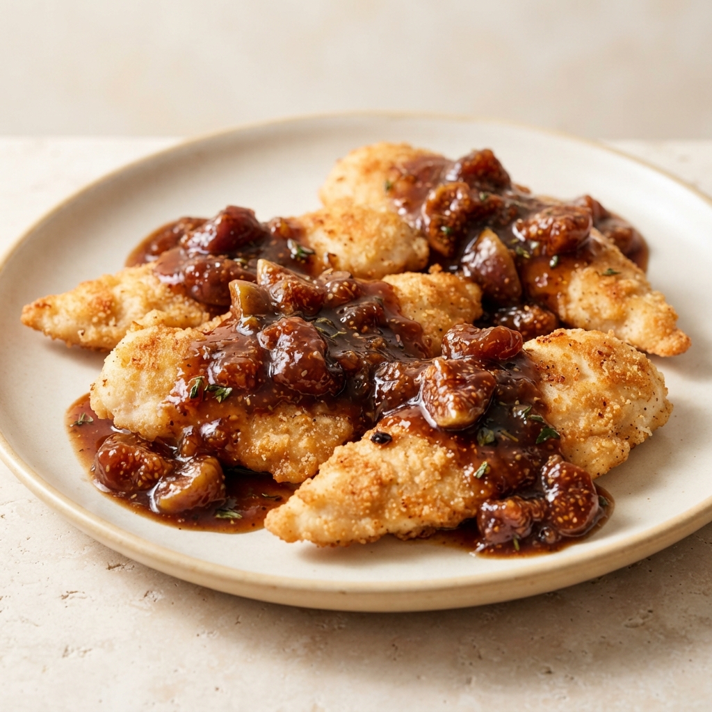 Chicken Strips with Balsamic–Fig Pan Sauce