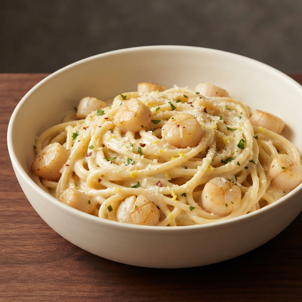 Lemon-Cream Bay Scallop Spaghetti