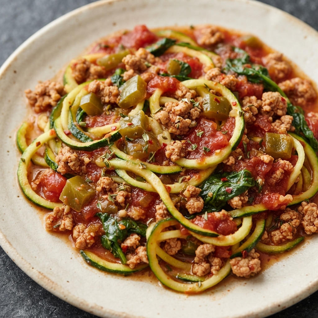 Ground Turkey Marinara with Zucchini Noodles