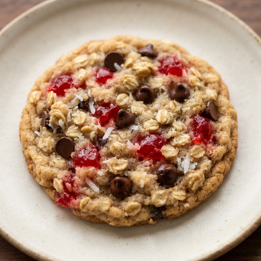 Chocolate Chip Maraschino Cherry Oatmeal Cookies