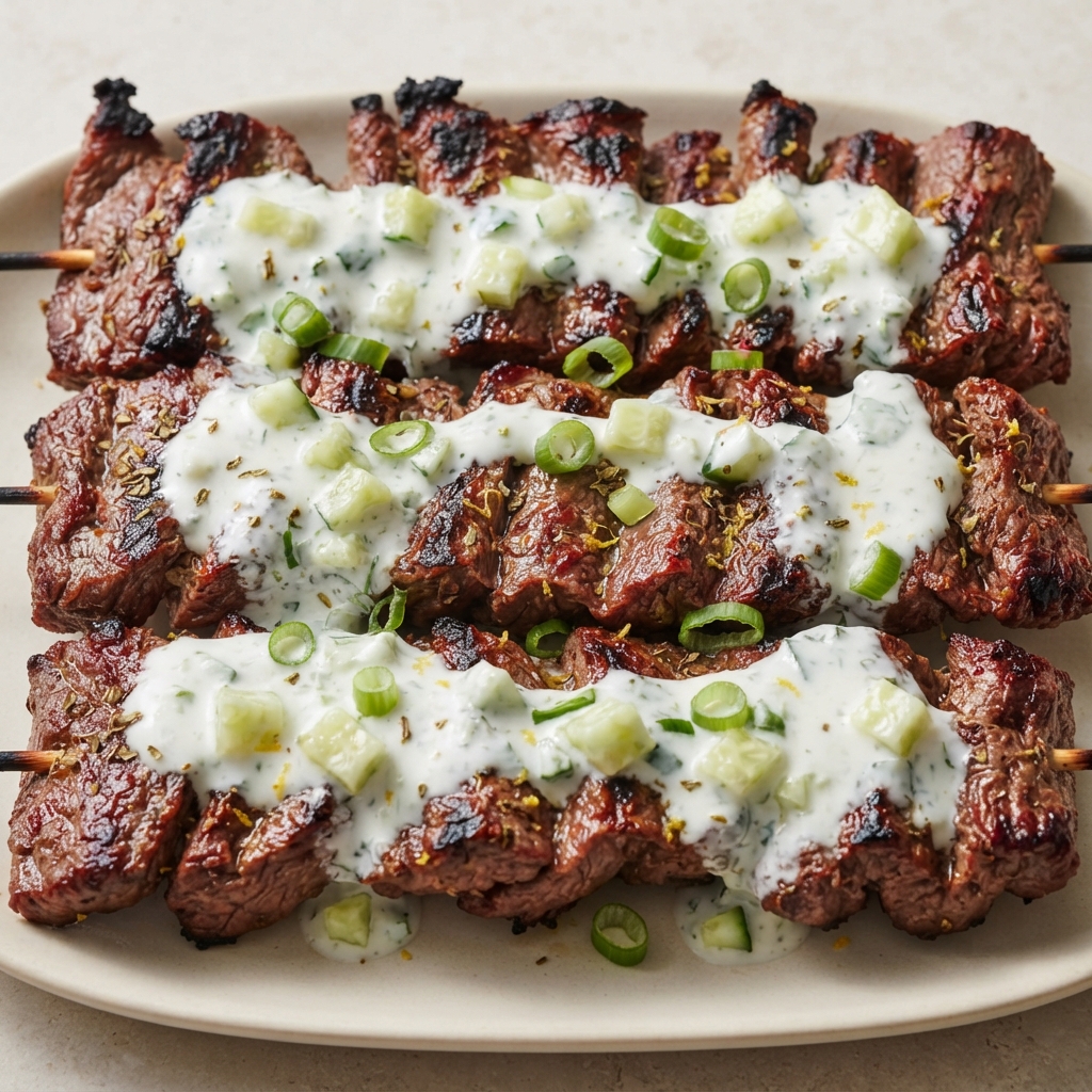Grilled Bison Souvlaki Kebabs