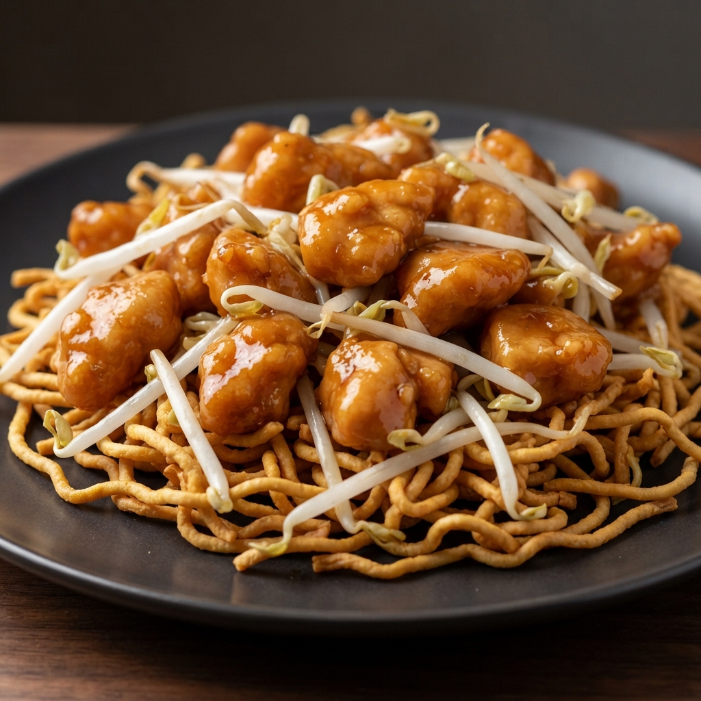 Orange Chicken Stir-Fry with Crispy Chow Mein