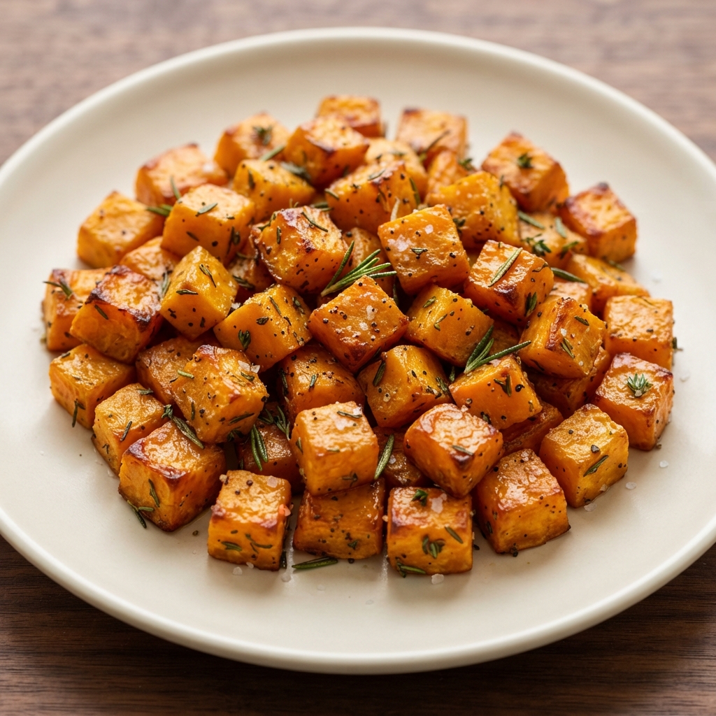 Roasted Sweet Potato Bites with Rosemary and Thyme