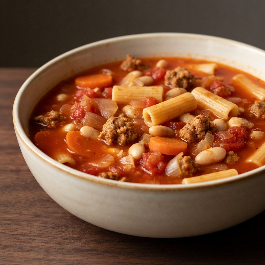 Tomato and Turkey Sausage Rigatoni Soup