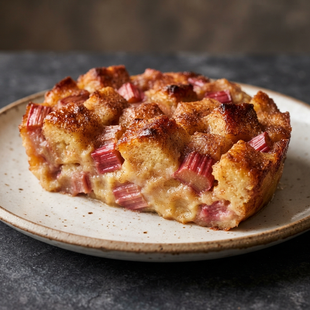 Exceptional Rhubarb Bread Pudding