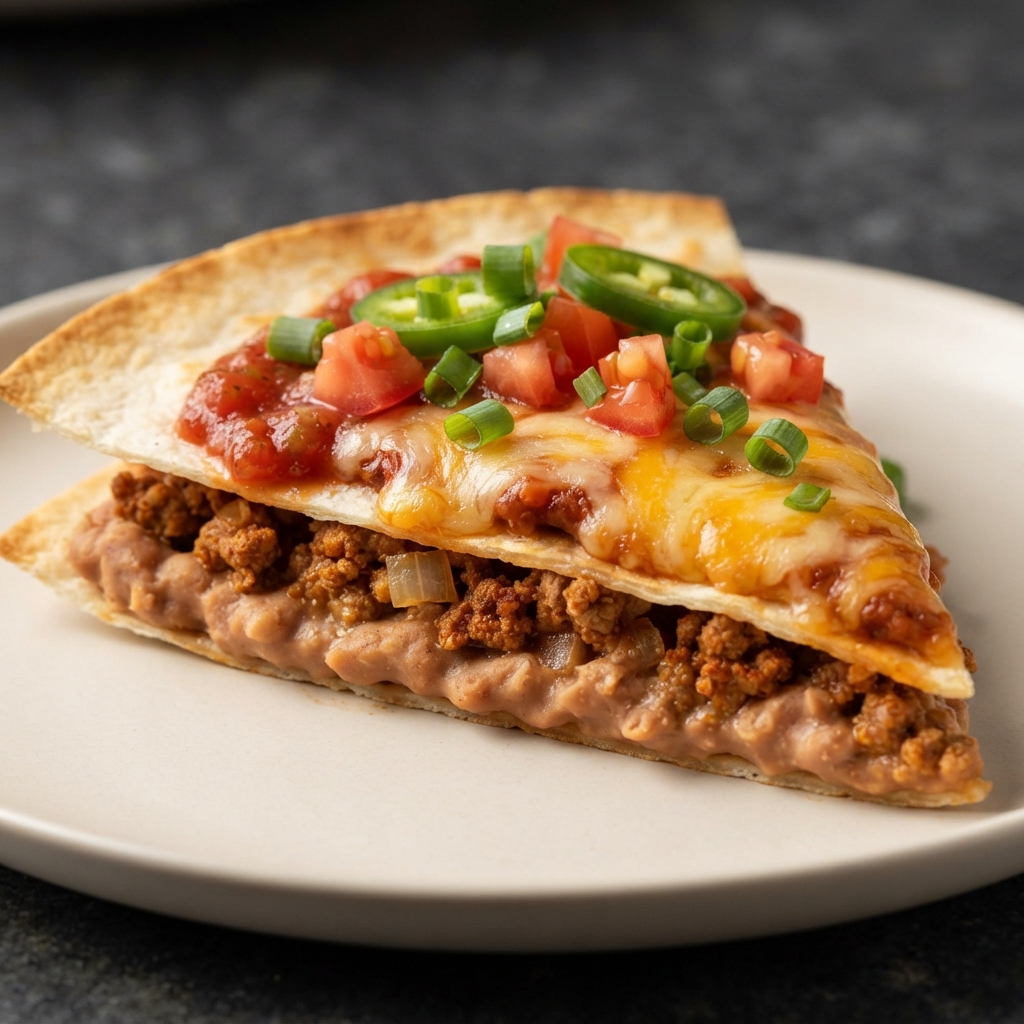 Layered Tex-Mex Tortilla Pizza