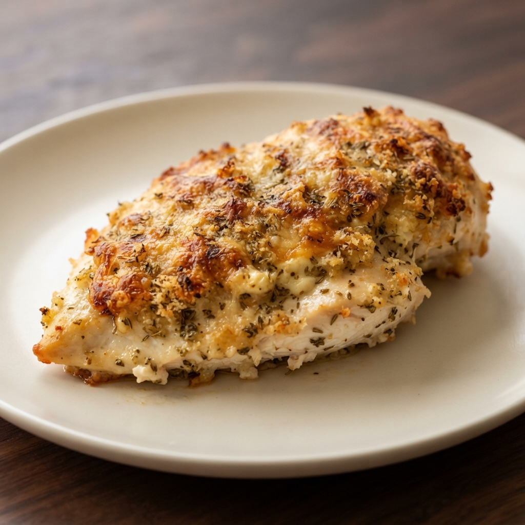 Parmesan-Mayo Crusted Chicken Breasts with Herbed Bread Crumbs