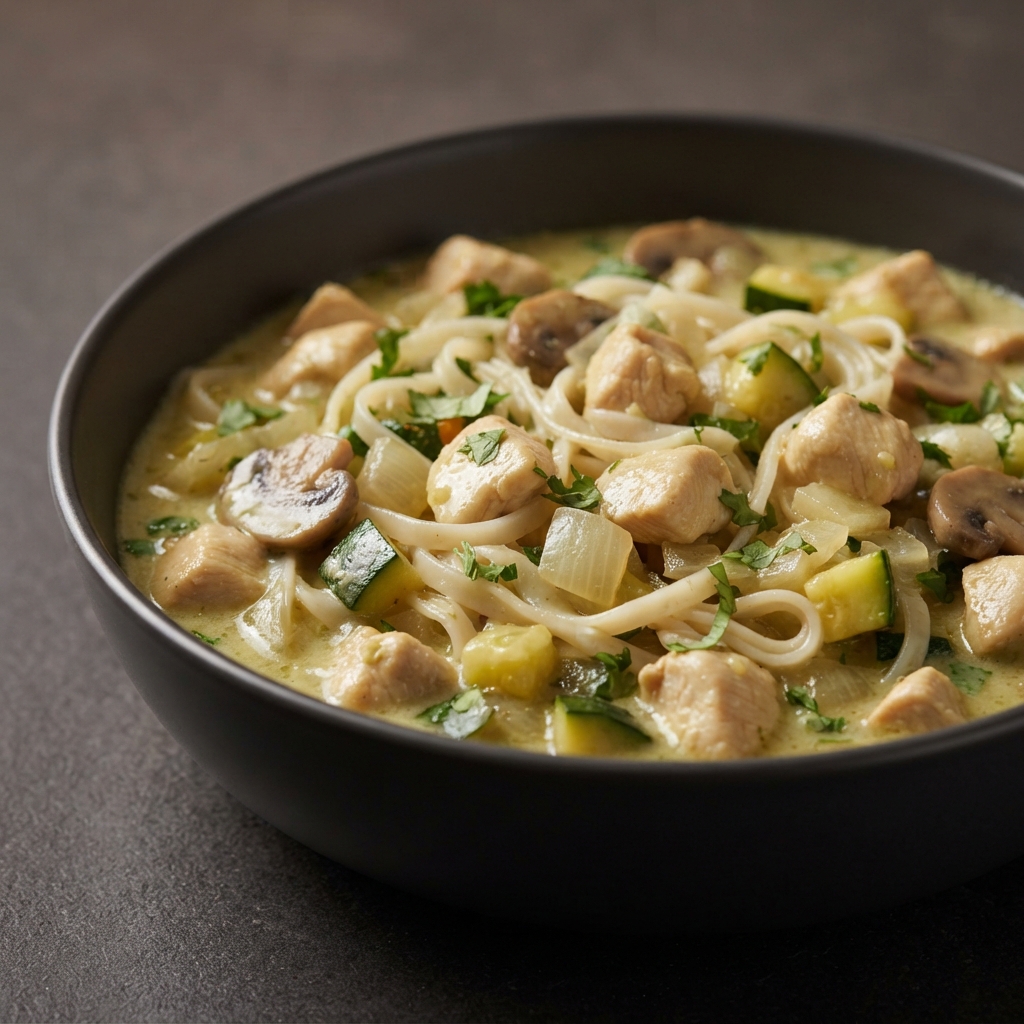 Green Thai Chicken Curry with Rice Noodles