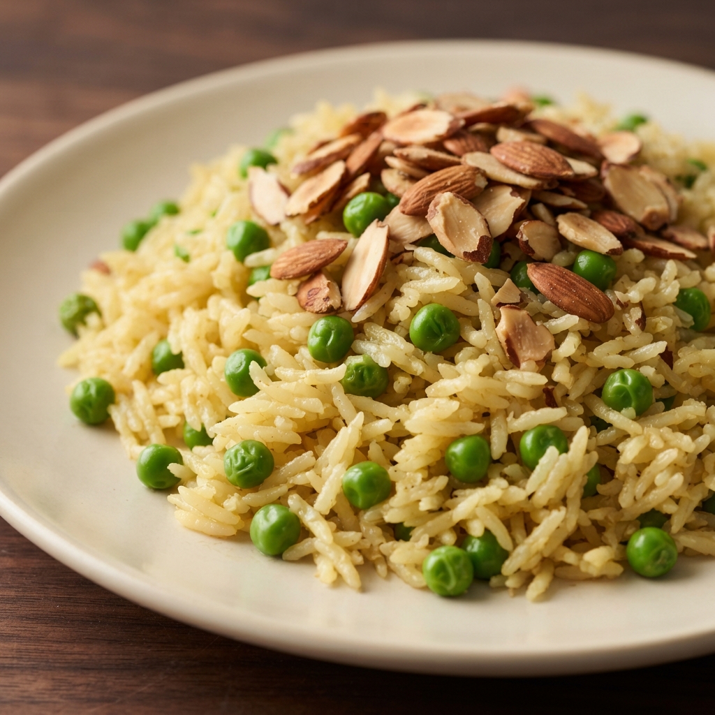 Pea-Studded Lemon Rice with Toasted Almonds