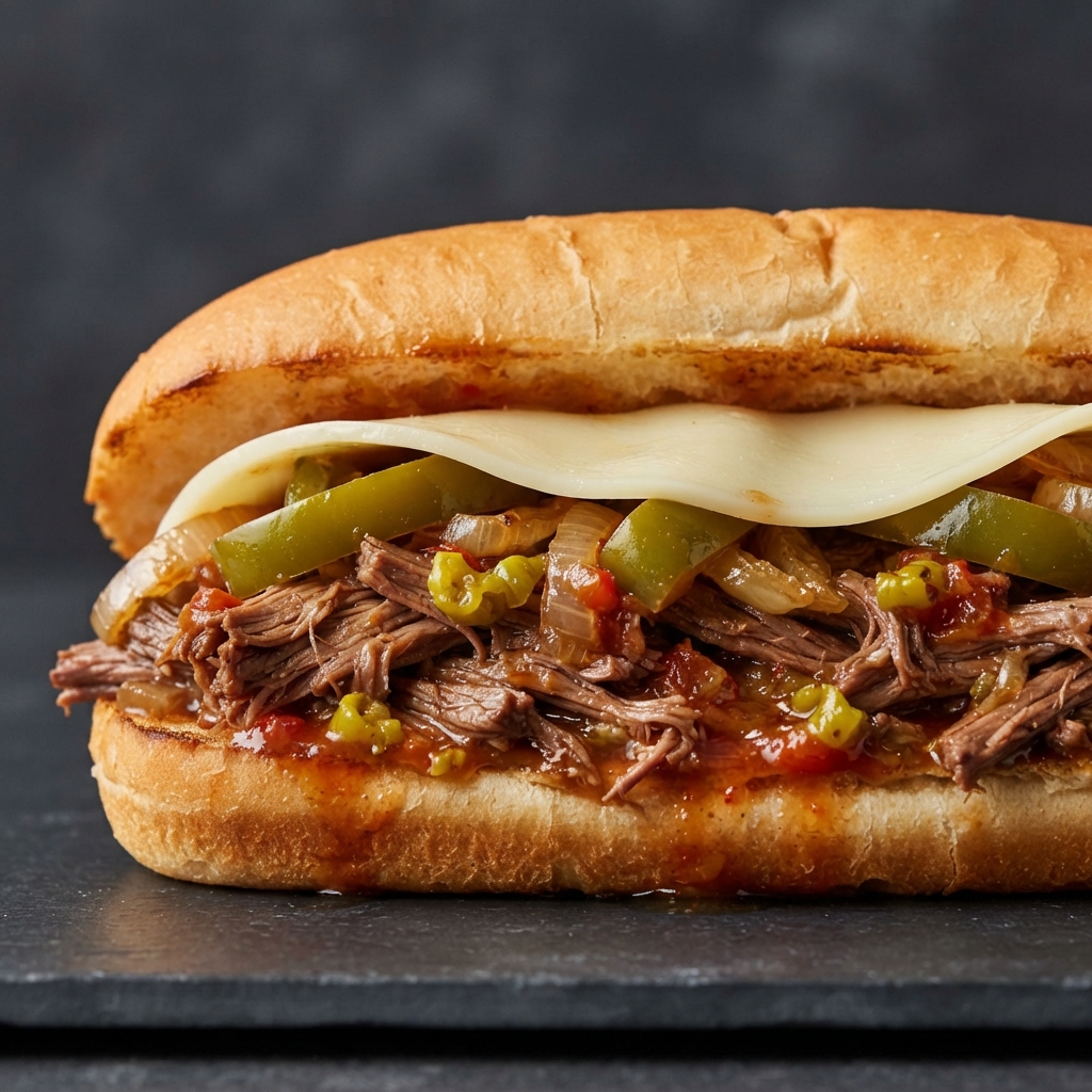 Crockpot Italian Chuck Roast with Peppers and Onions