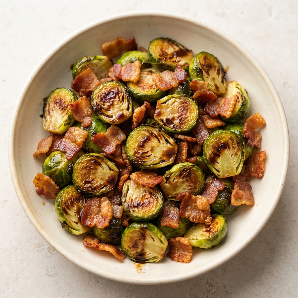 Balsamic-Glazed Brussels Sprouts with Crispy Bacon