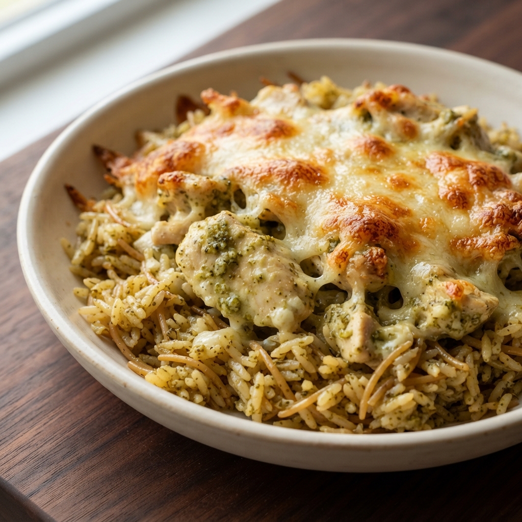 Baked Chicken and Pesto Rice Casserole