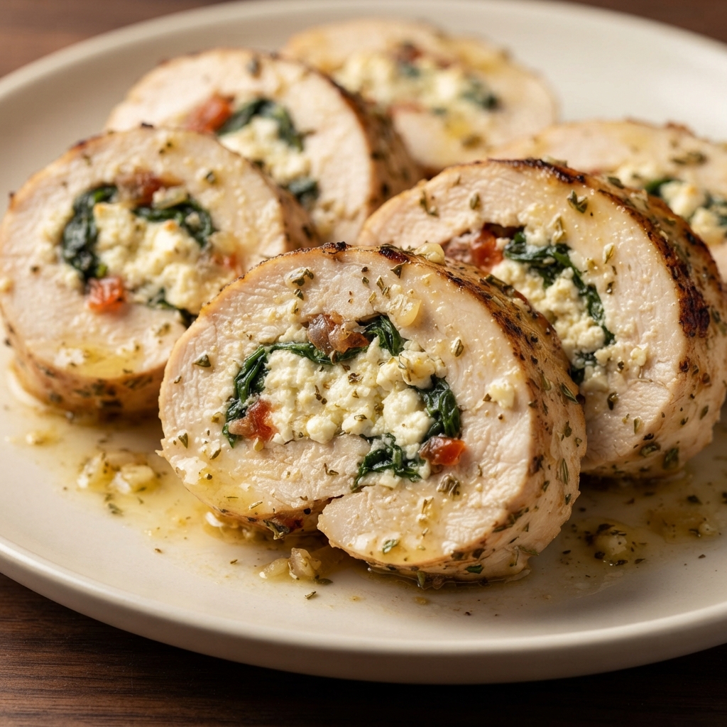 Lemon-Herb Greek Chicken Breasts Stuffed with Feta and Spinach
