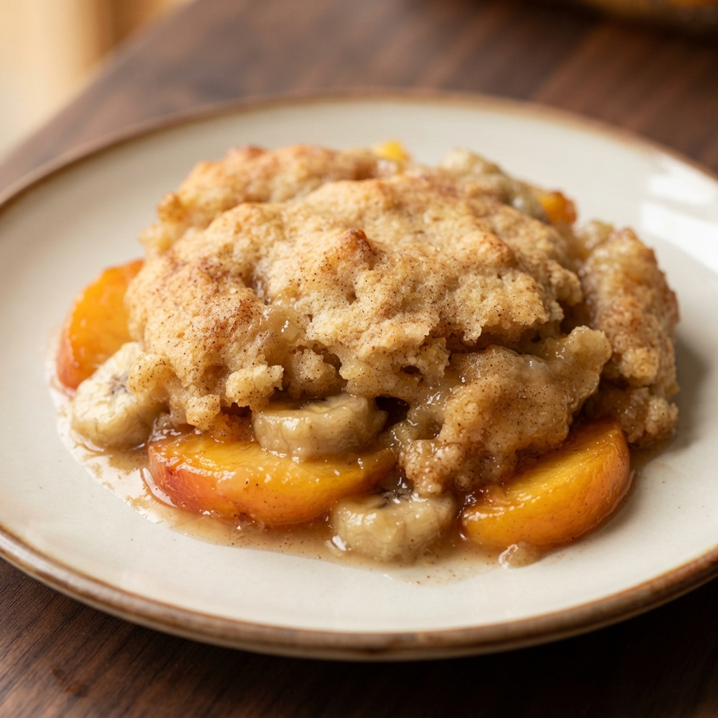 No-Sugar Peach and Banana Cobbler