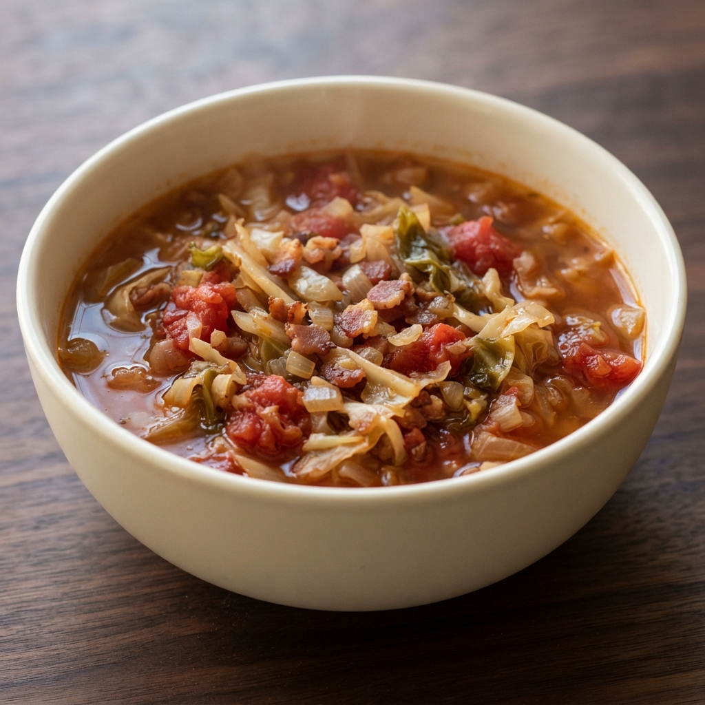 Fiery Cabbage and Bacon Soup