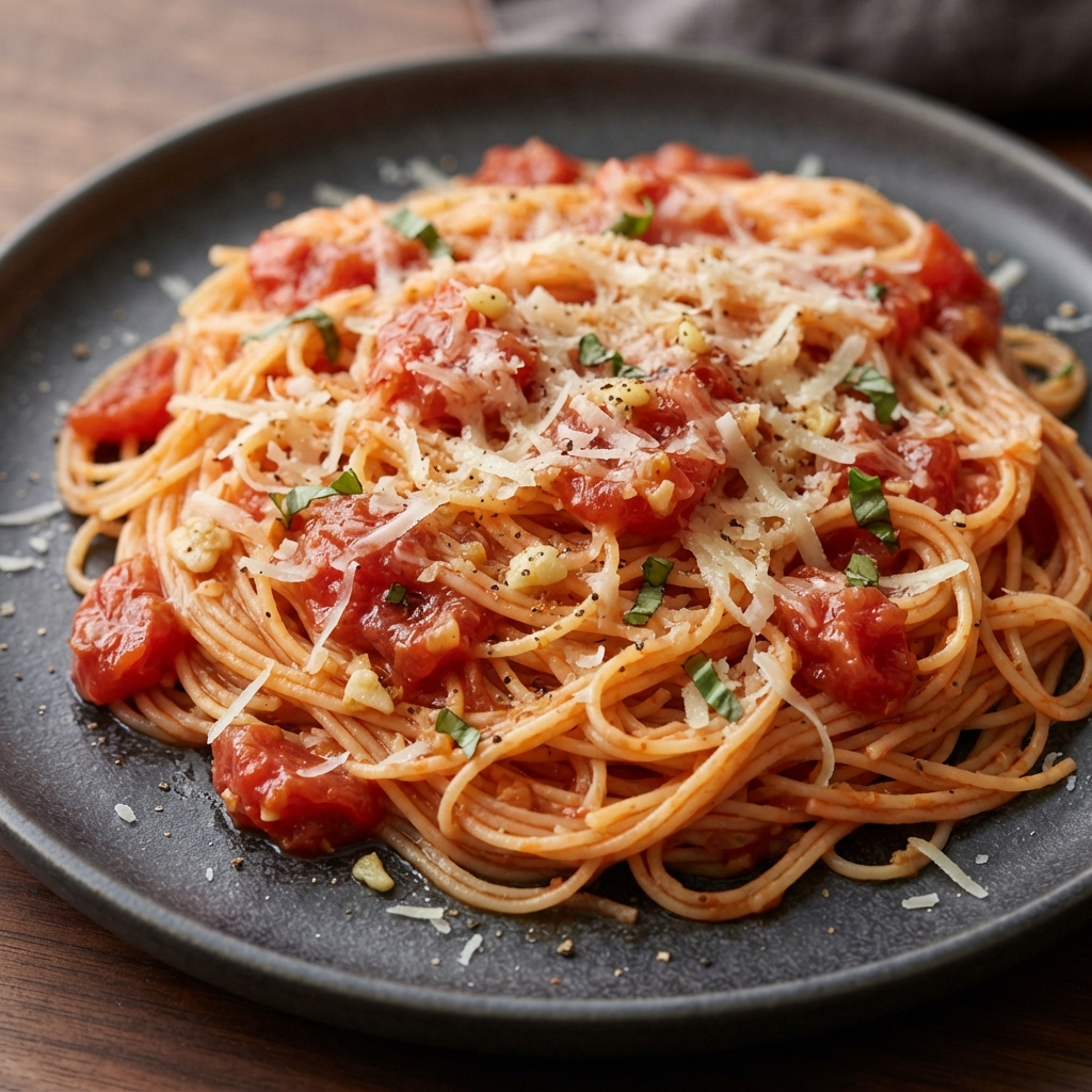 Garlic-Tomato Angel Hair Pasta