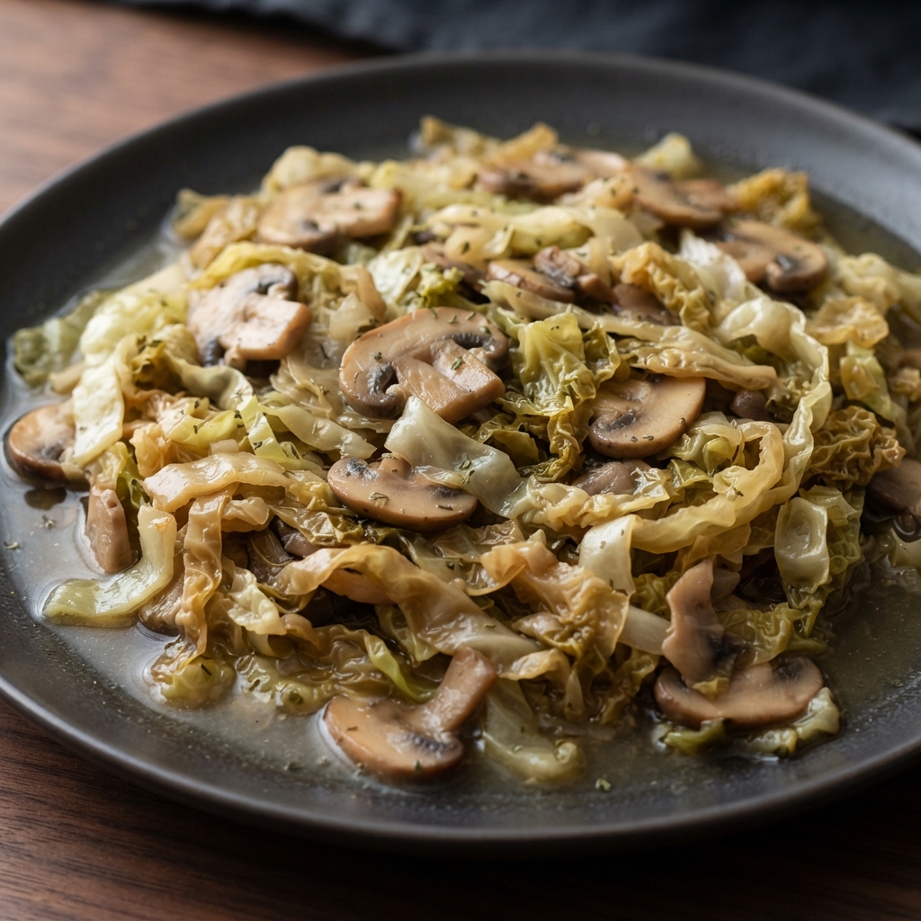 Braised Savoy Cabbage with Mushrooms