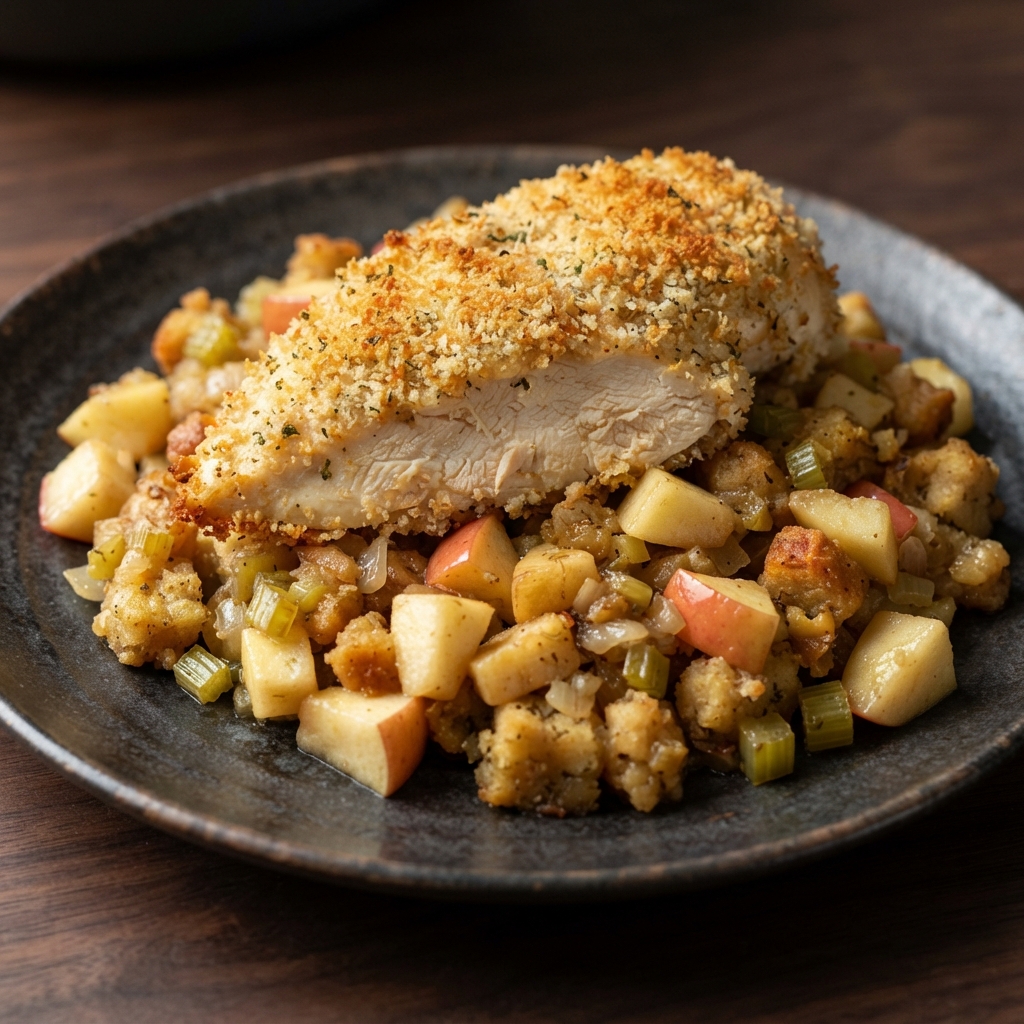 Oven-Roasted Chicken with Apple-Stuffed Casserole