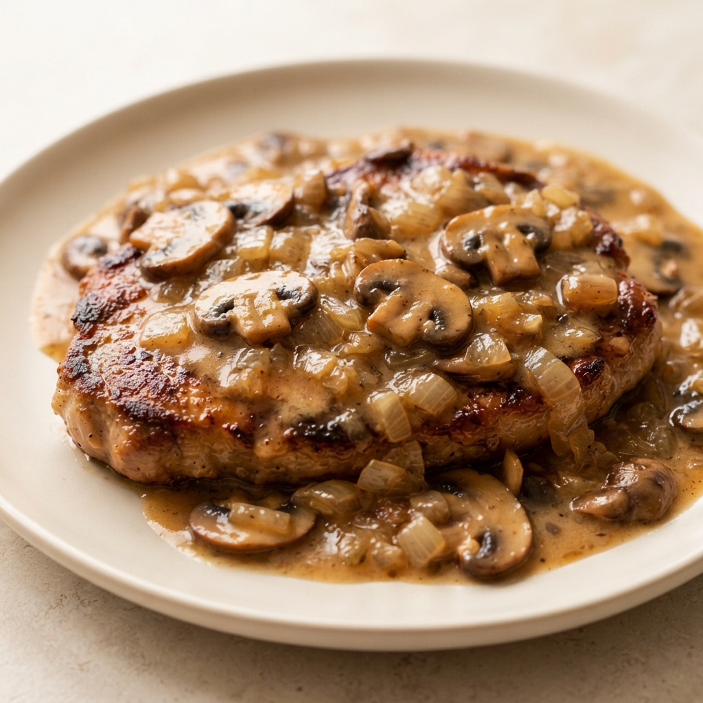 Iowa-Style Pork Steaks with Mushroom Onion Gravy