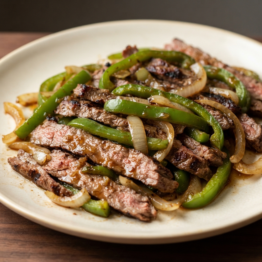 Steak, Onion, and Pepper Fajitas