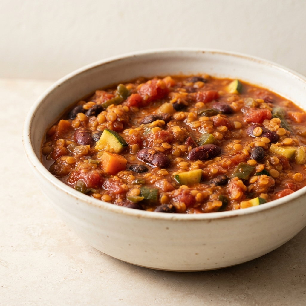 Smoky Red Lentil Bean Chili