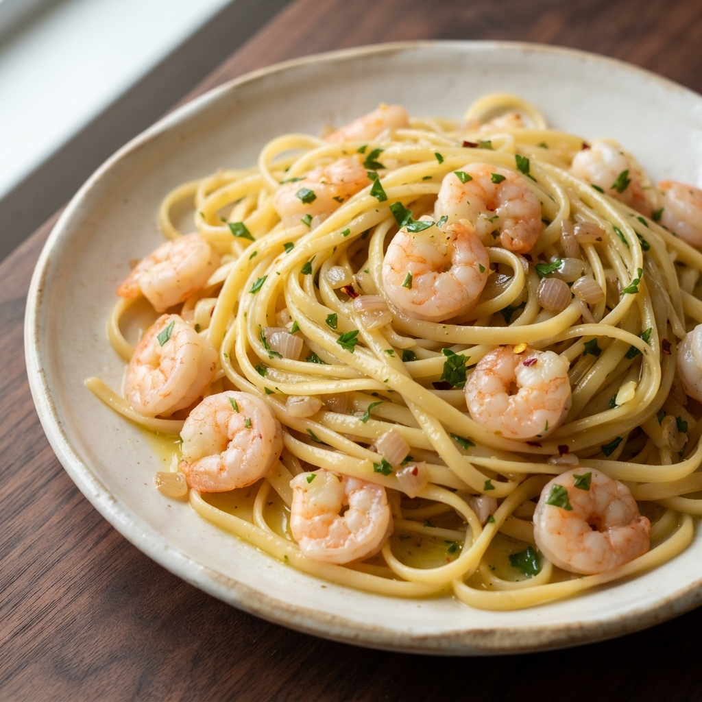Linguine with Garlic-Lemon Shrimp Scampi