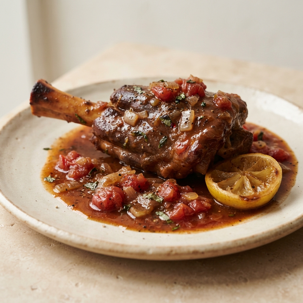 Lamb Shanks Braised in Red Wine