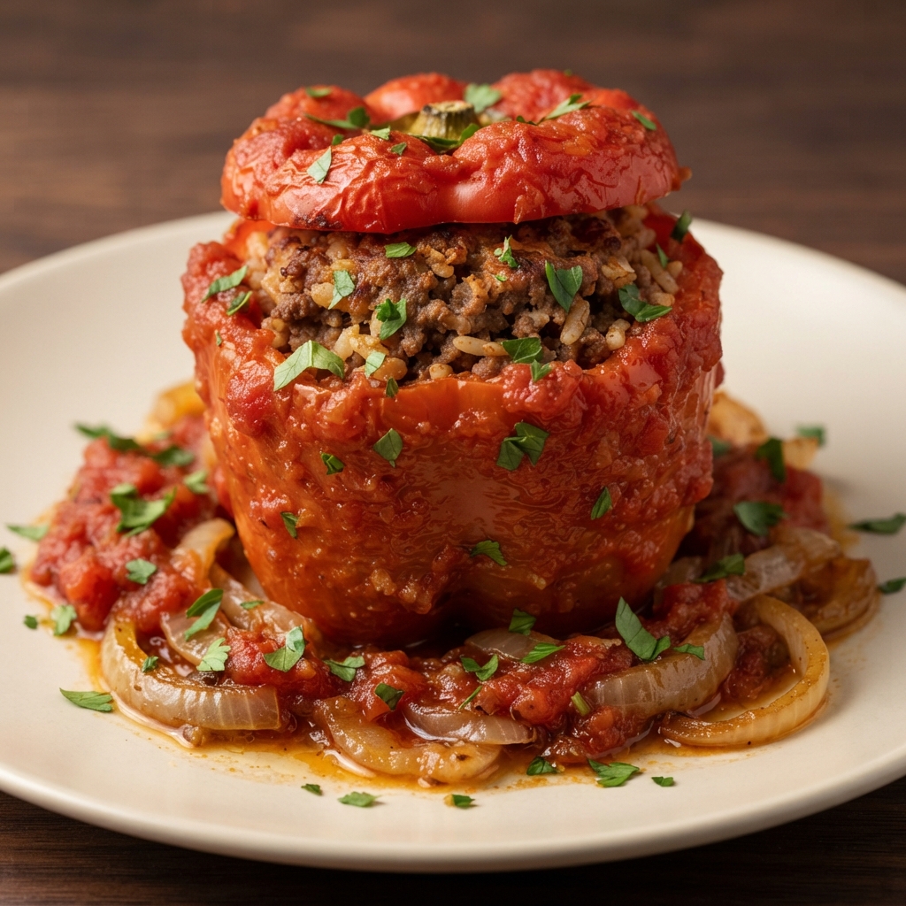 Beef-and-Rice Filled Bell Peppers