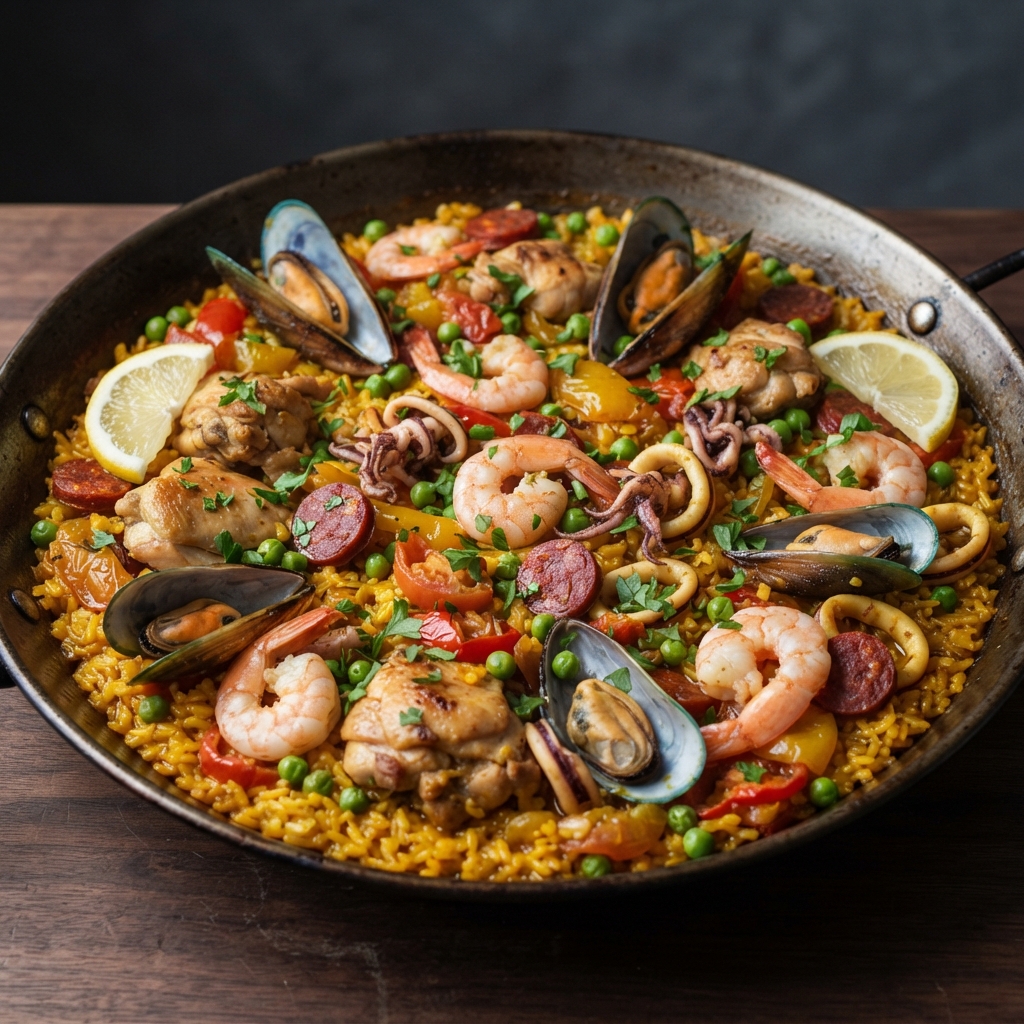 Classic Spanish Seafood and Chicken Paella