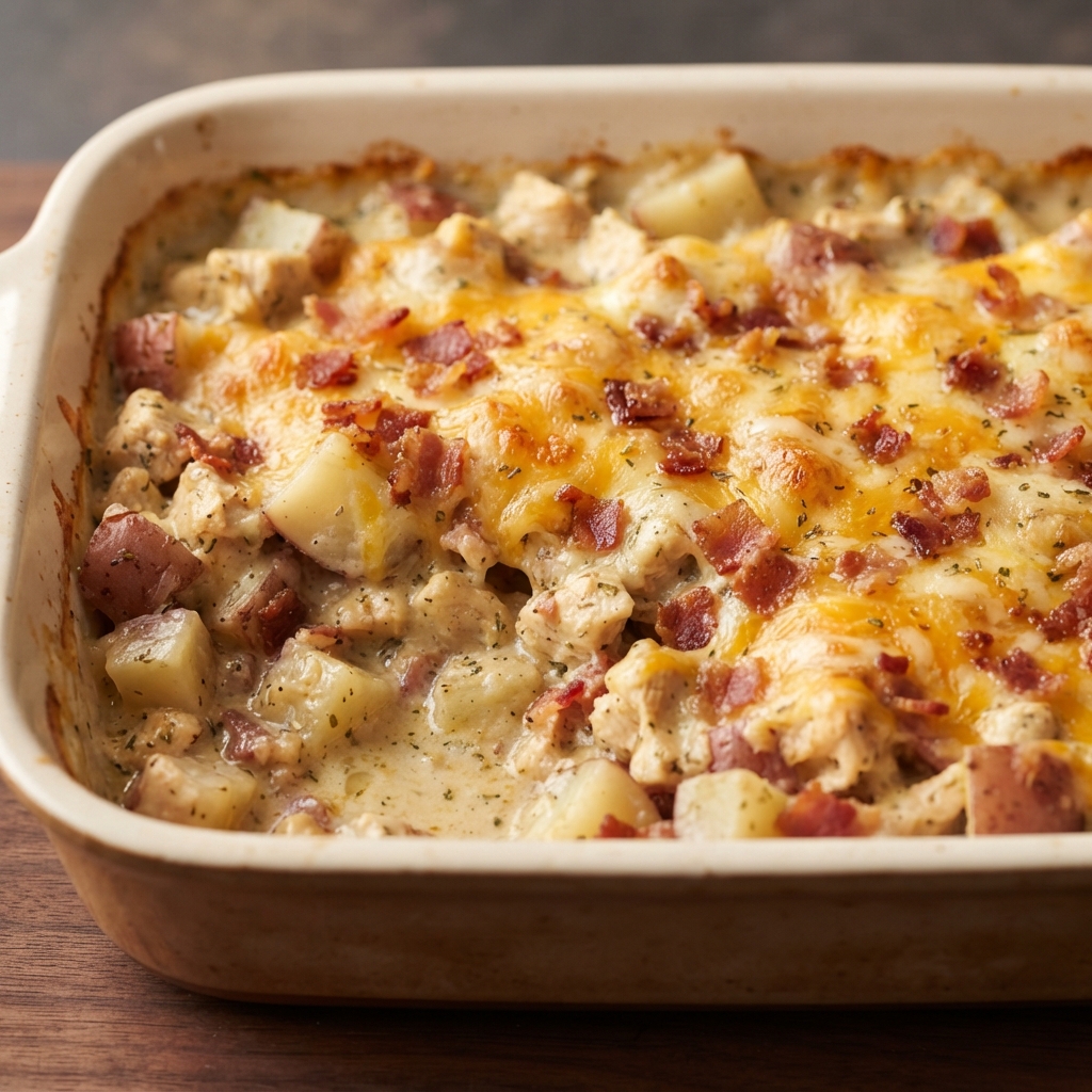 Cheesy Chicken, Bacon & Ranch Potato Bake