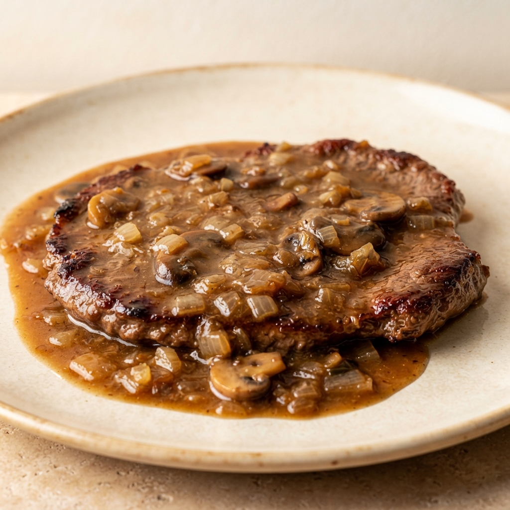 Smothered Round Steak with Onion-Mushroom Gravy