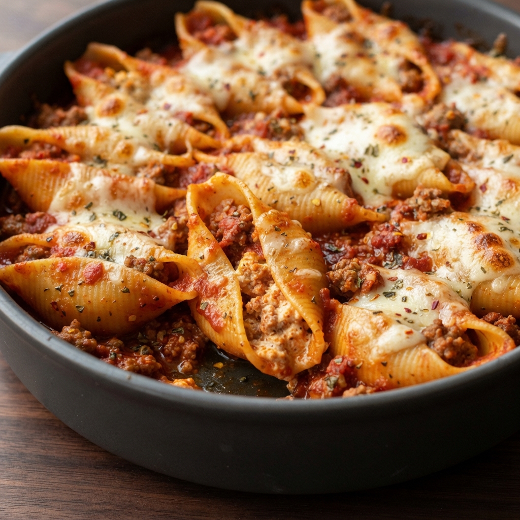Baked Lasagna-Style Shells Casserole