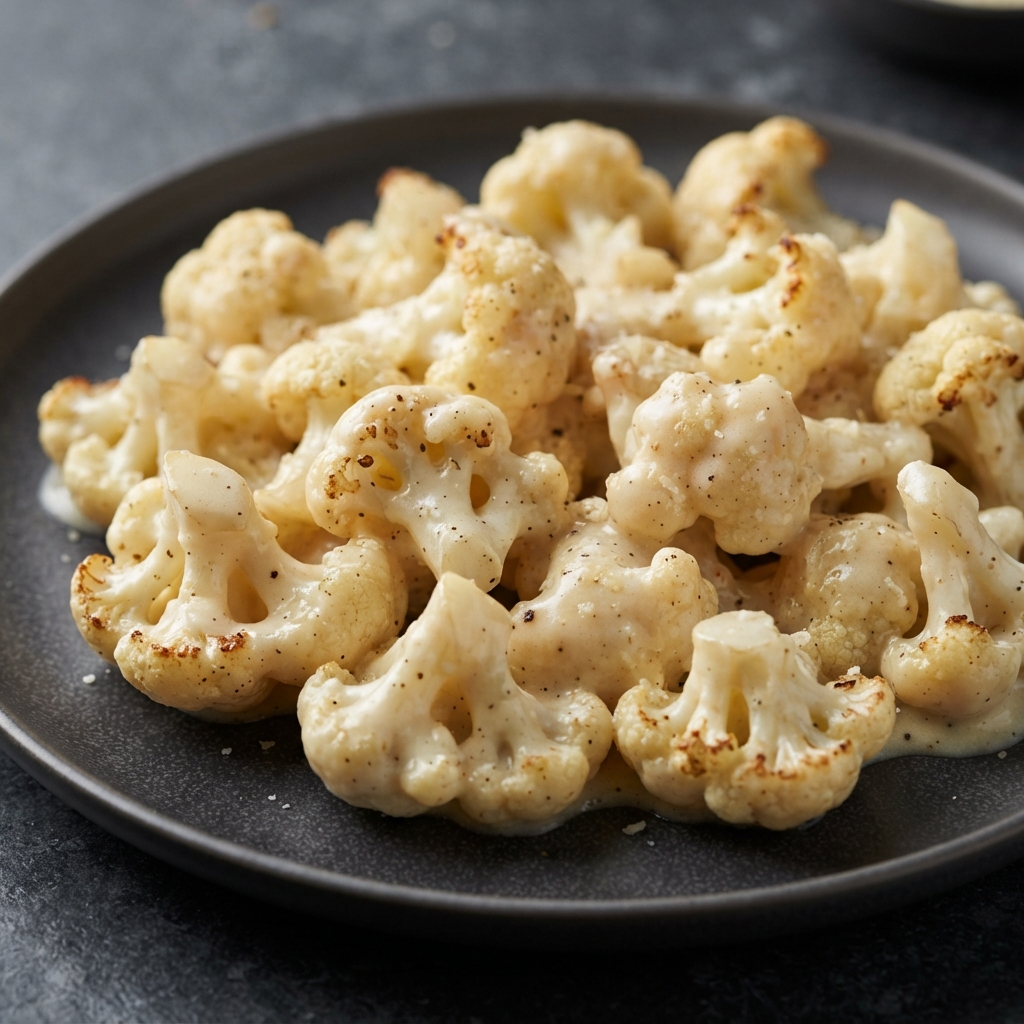 Air-Fried Cauliflower with Creamy Alfredo
