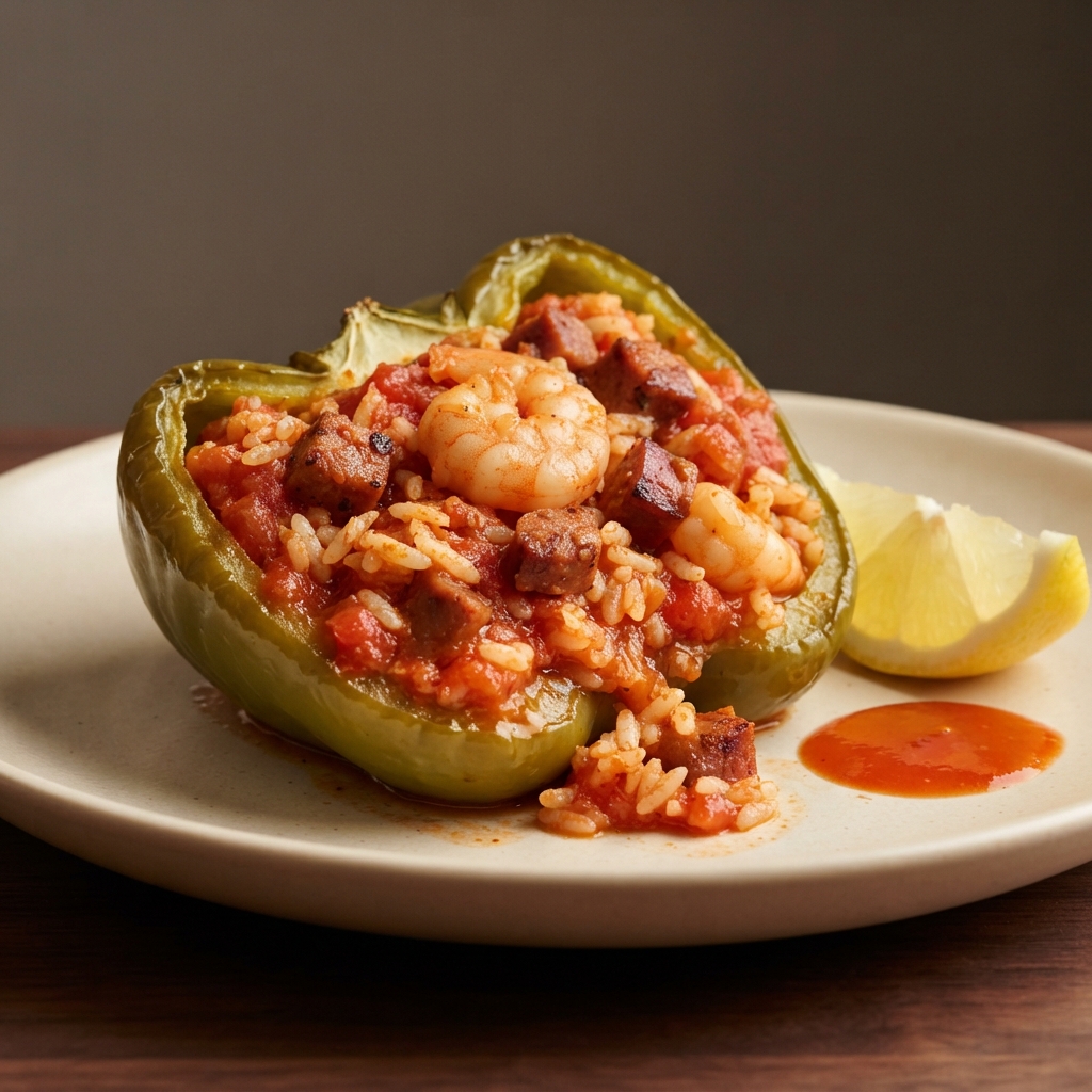 Cajun-Inspired Shrimp and Andouille Stuffed Peppers
