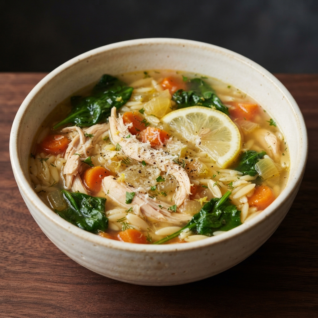 Bright Lemon Chicken and Orzo Soup