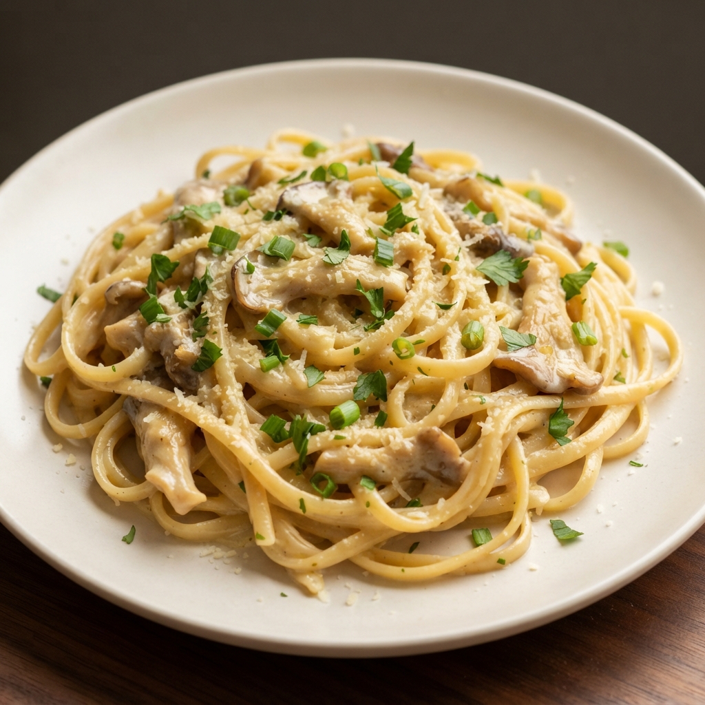 Creamy Oyster Mushroom Linguine