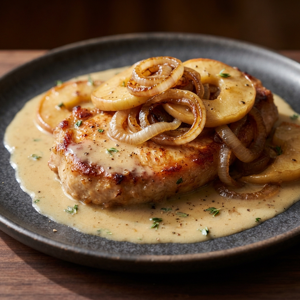 Creamy Cider Pork Chops with Apples