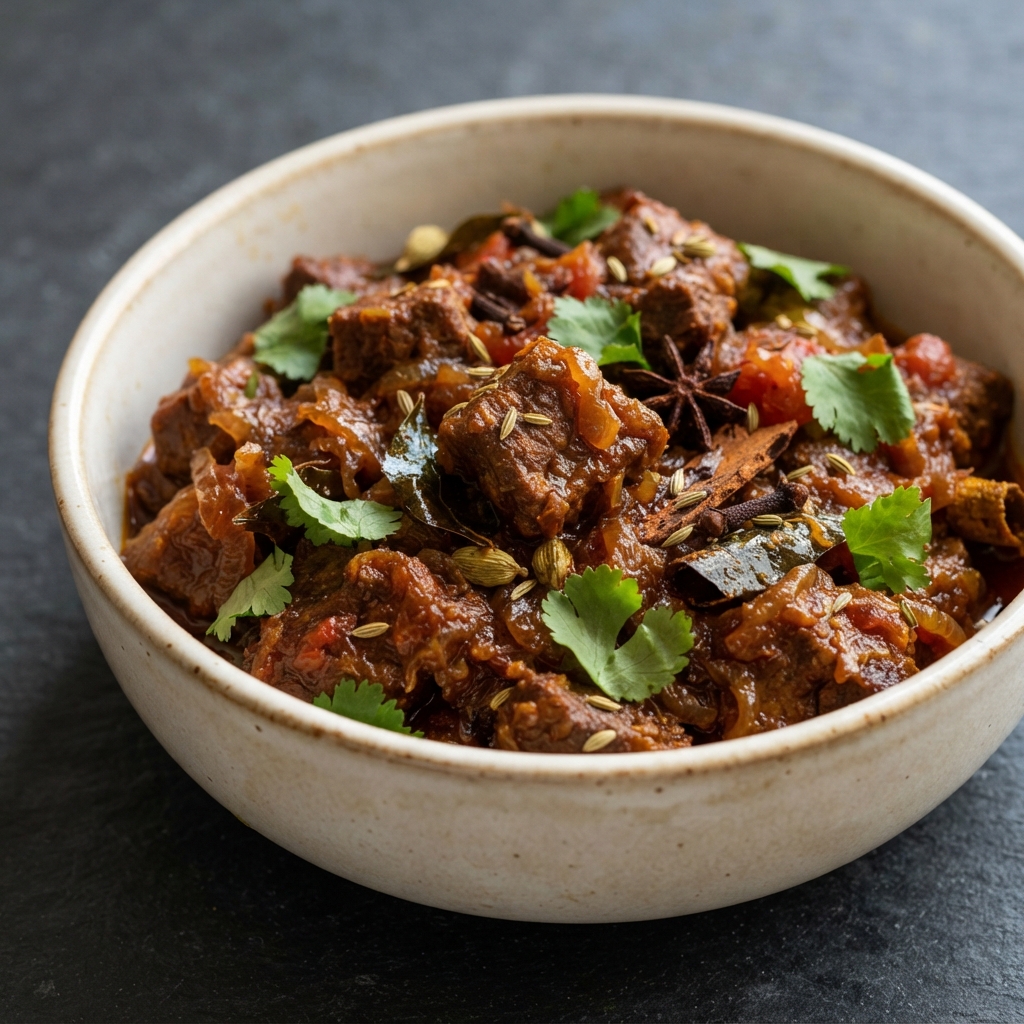 Malaysian Indian Mutton Varuval (Spiced Goat Fry-Style Curry)