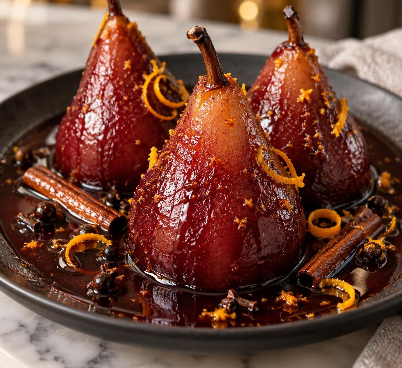 Red Wine–Poached Pears (Poires au Vin Rouge)