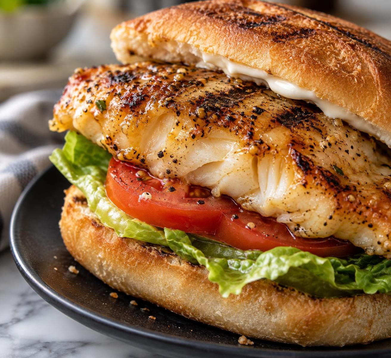 Beer-Dijon Grilled Rockfish Sandwiches