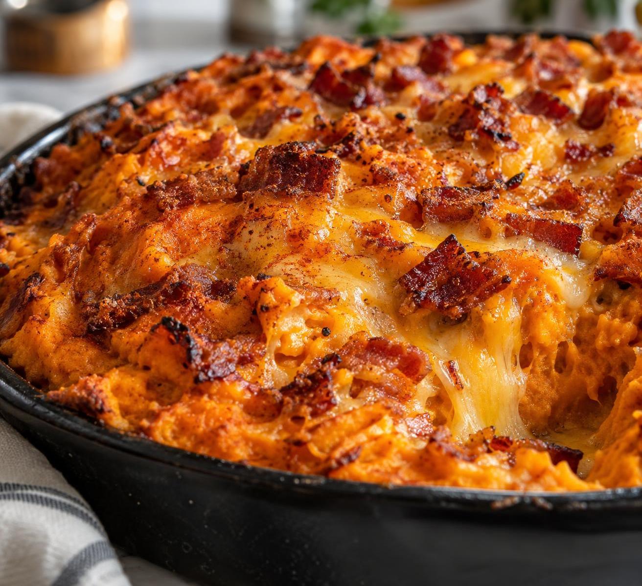 Bacon-Cheddar Sweet Potato Bake