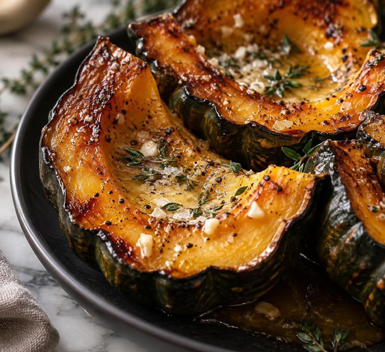 Roasted Acorn Squash with Garlic Butter