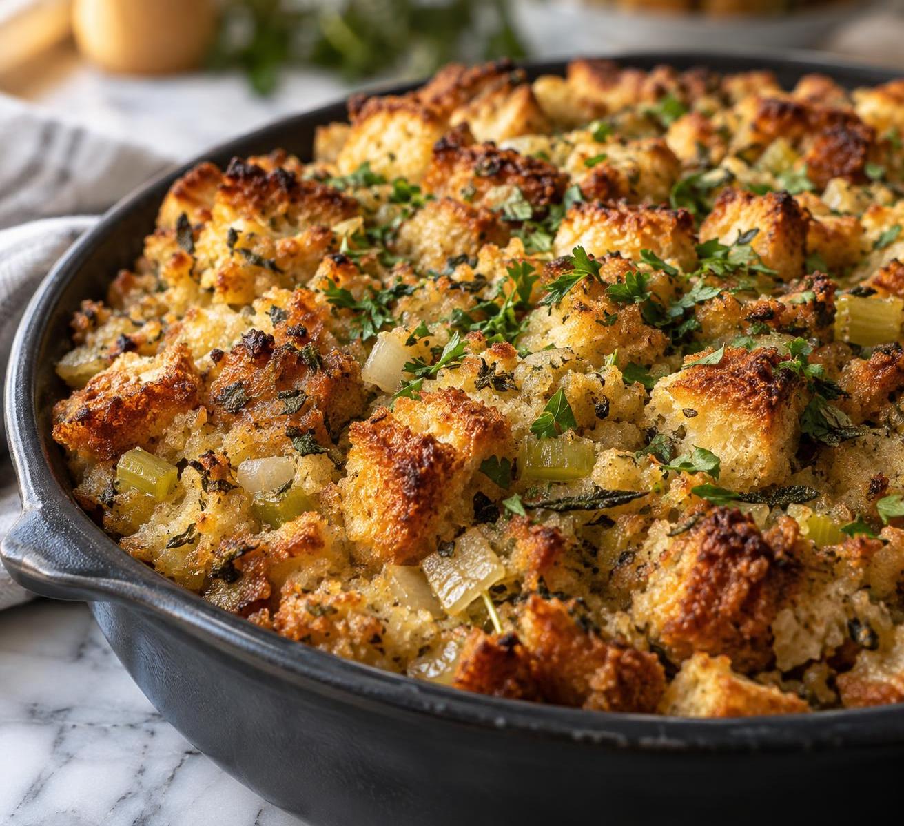 Herbed Thanksgiving Bread Dressing with Parsley, Sage & Thyme