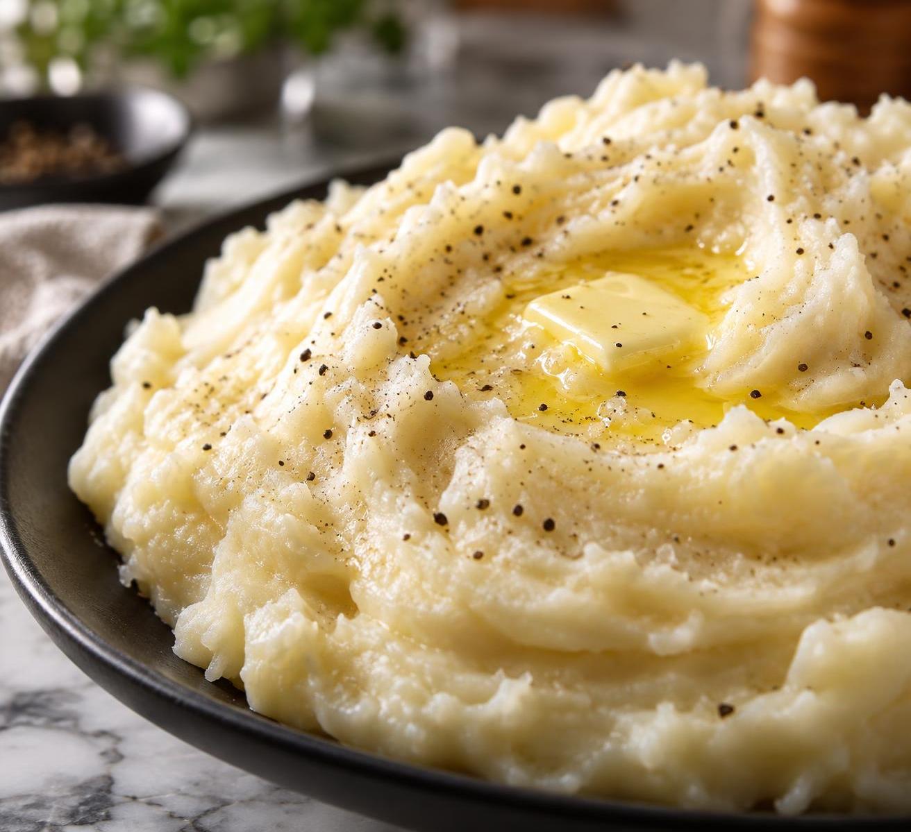 Fluffy Mashed Russet Potatoes with Butter and Milk