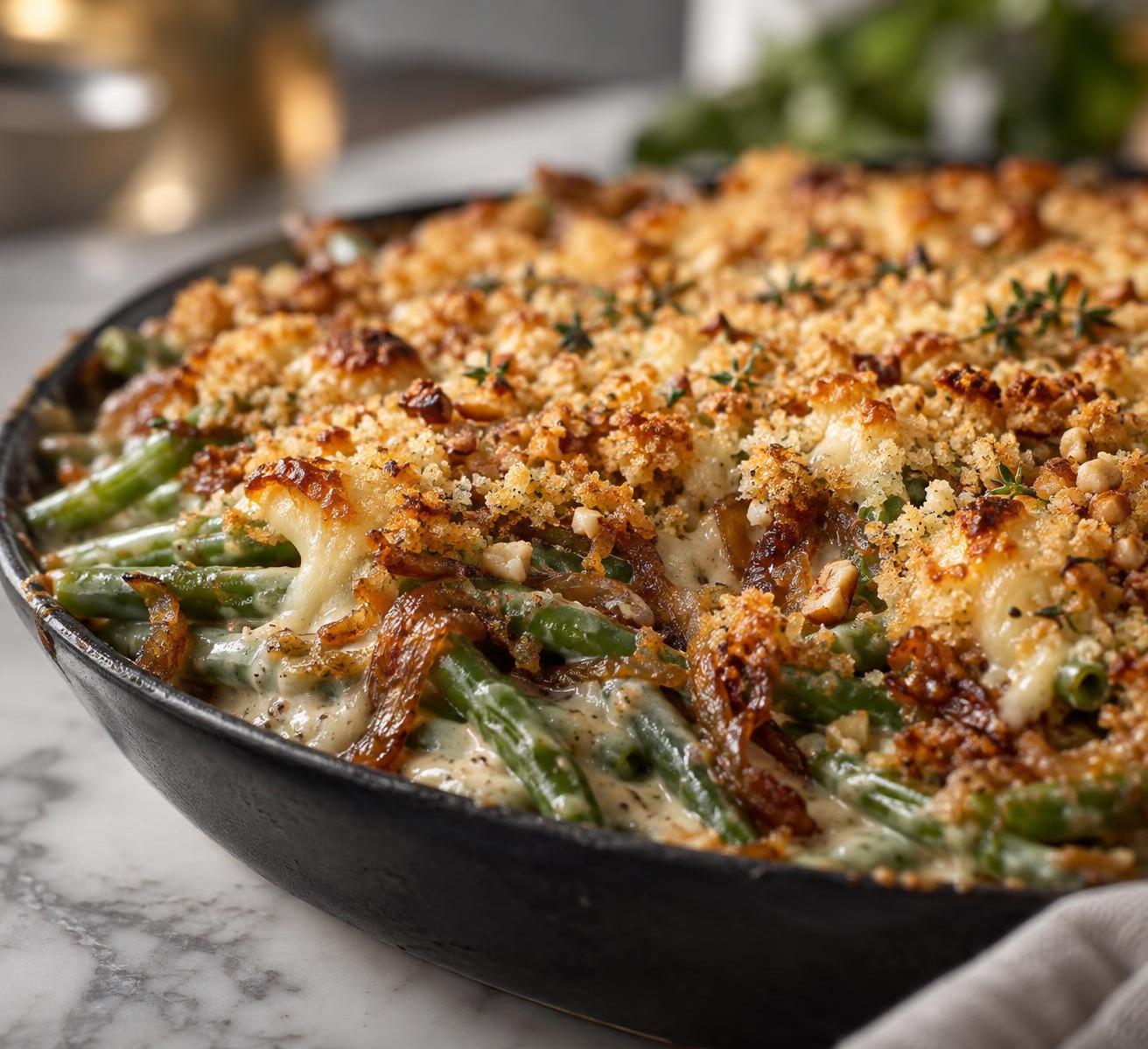 Caramelized Onion and Green Bean Gratin
