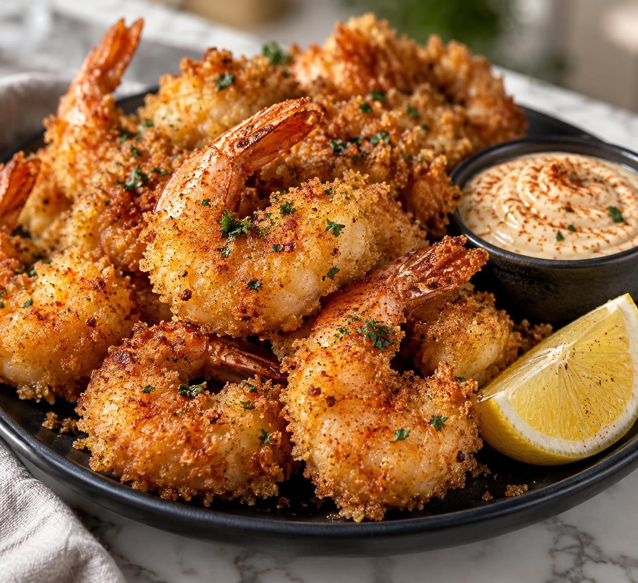 Crispy Air-Fried Breaded Shrimp