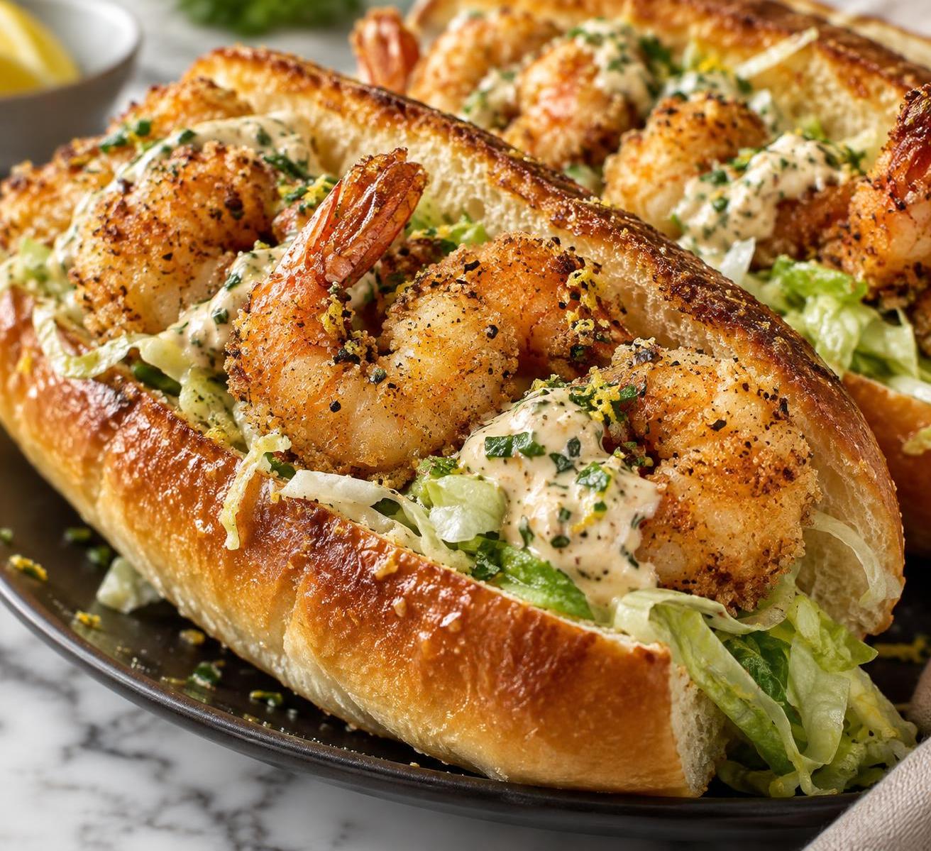 Crispy Shrimp Po’ Boy Sandwiches