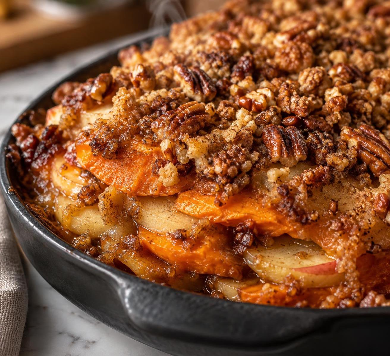 Apple–Sweet Potato Bake with Pecan Crumble
