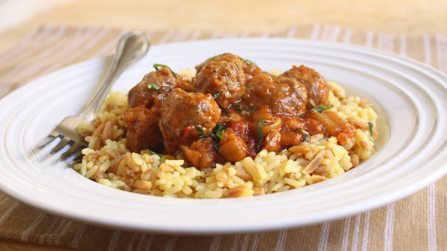Spiced Lamb Meatballs with Fiery Eggplant-Tomato Sauce